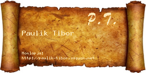 Paulik Tibor névjegykártya